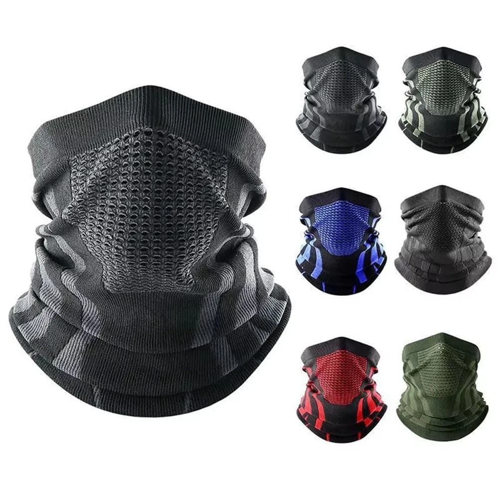 Maschera da Ciclismo, Scaldacollo Traspirante, Sciarpa, Mezza Maschera per Sport, Escursionismo, Campeggio, Corsa, Antivento, Elastica