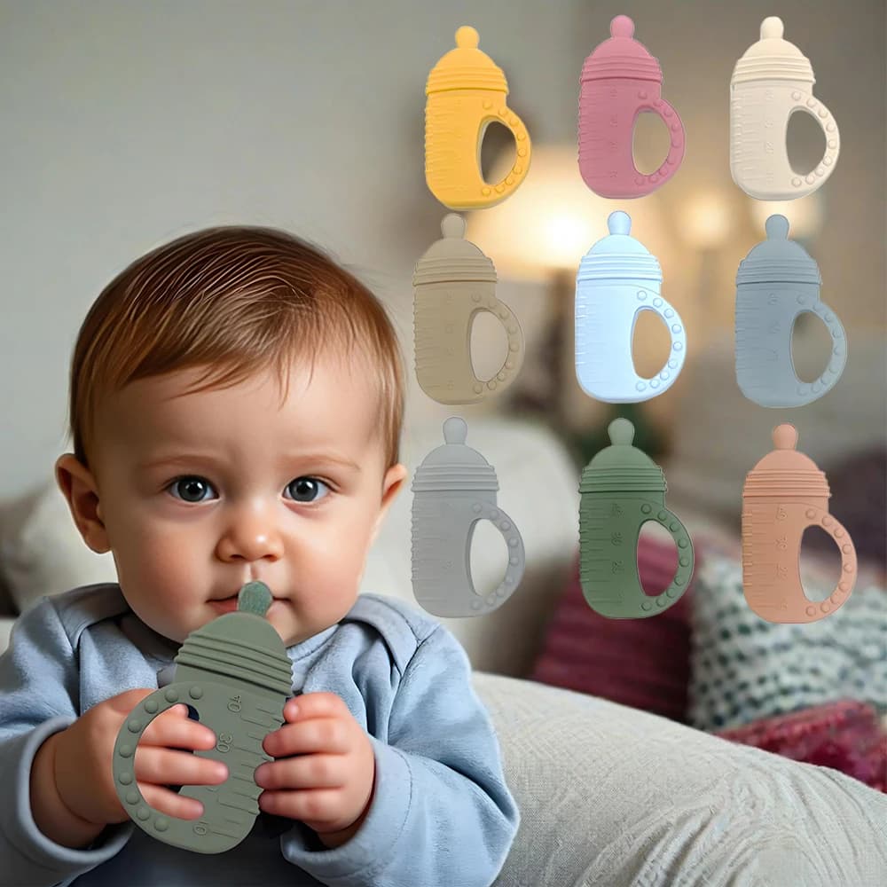 Spazzolino da denti in silicone sicuro per uso alimentare, giocattoli per bambini, mordedor a forma di animale, materiale morbido multicolore