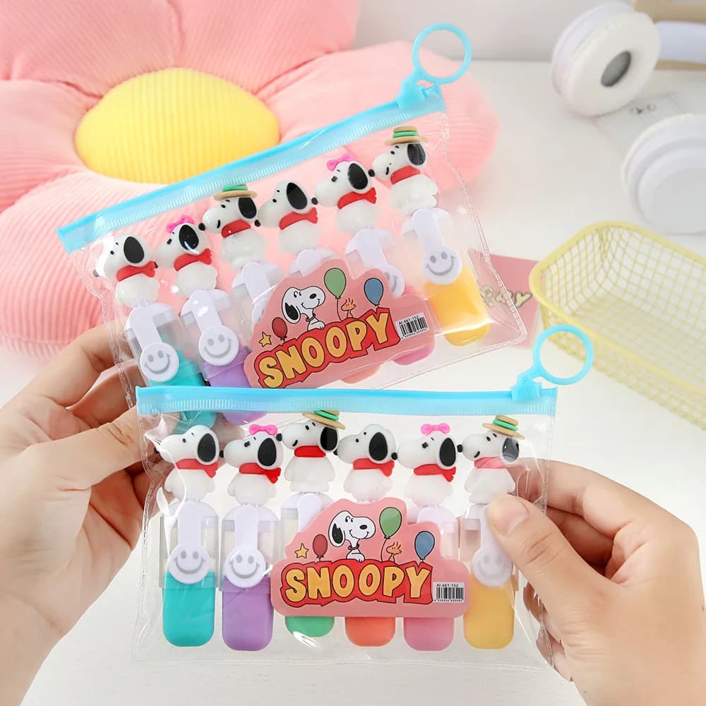 Evidenziatore Fluorescente Snoopy - Penna Evidenziatrice a 6 Colori - Utile per Segnare Punti Chiave - Materiale Scolastico per Giovani Studenti
