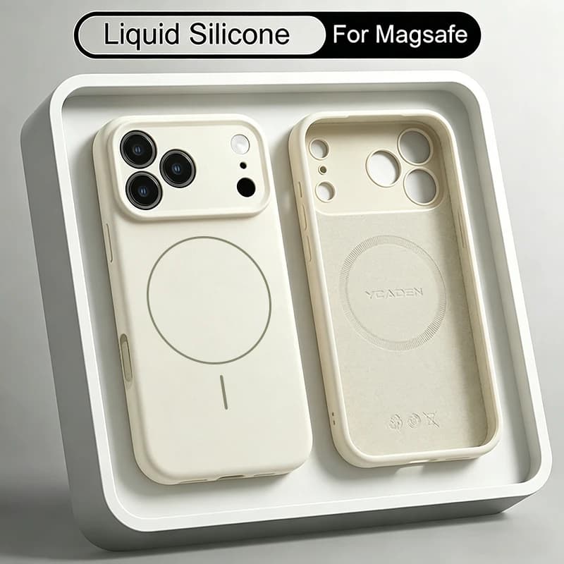 Custodia Magnetica in Silicone Liquido per iPhone 17 16 15 14 13 Pro Max 17e 16e Compatibile con Ricarica Wireless MagSafe, Cover Morbida Antiurto