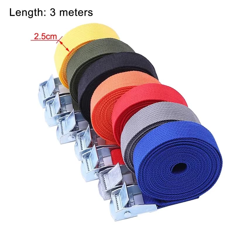 3M Cargo Belts with Anchor Belt with Buckle for Motorcycle, Car, Bicycle, Metal Tow Cord, Strong Belt Fixing Belt for Travel Bag