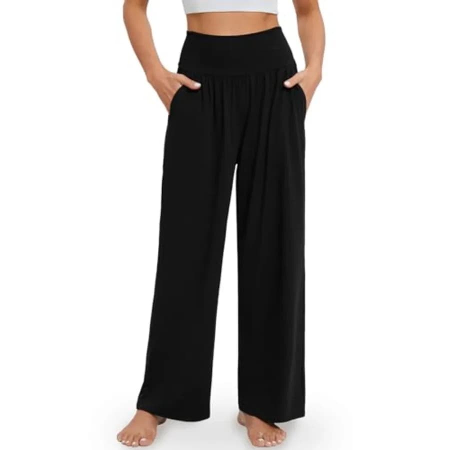 Gracyoga Wide Leg Yoga Pants for Women Casual Loose Cozy Sweatpants High Waisted Lounge Pajama Flowy Pants With Pockets