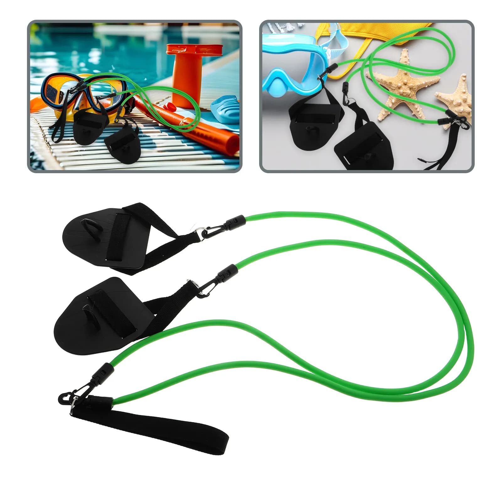 Attrezzatura per Allenamento di Nuoto, Guanti per Migliorare la Forza delle Braccia, Impugnature Comode, Bande Elastiche di Resistenza, Attrezzatura Portatile per Allenamento di Nuoto