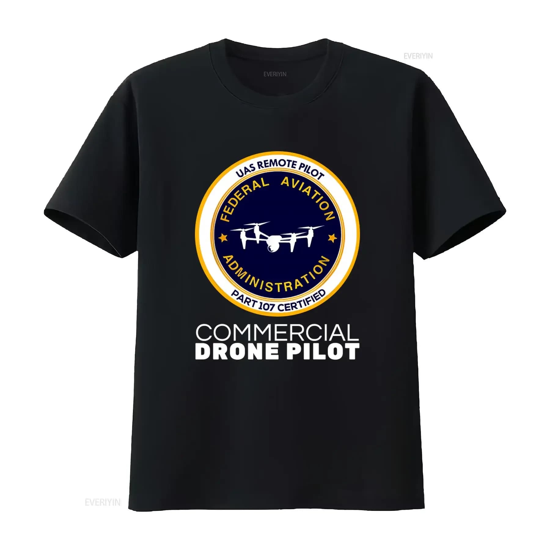 T-shirt UAS Remote Pilot Part 107 Certified Commercial Drone vintage lavata, versatile, morbida, comoda, elasticizzata, grafica, unisex