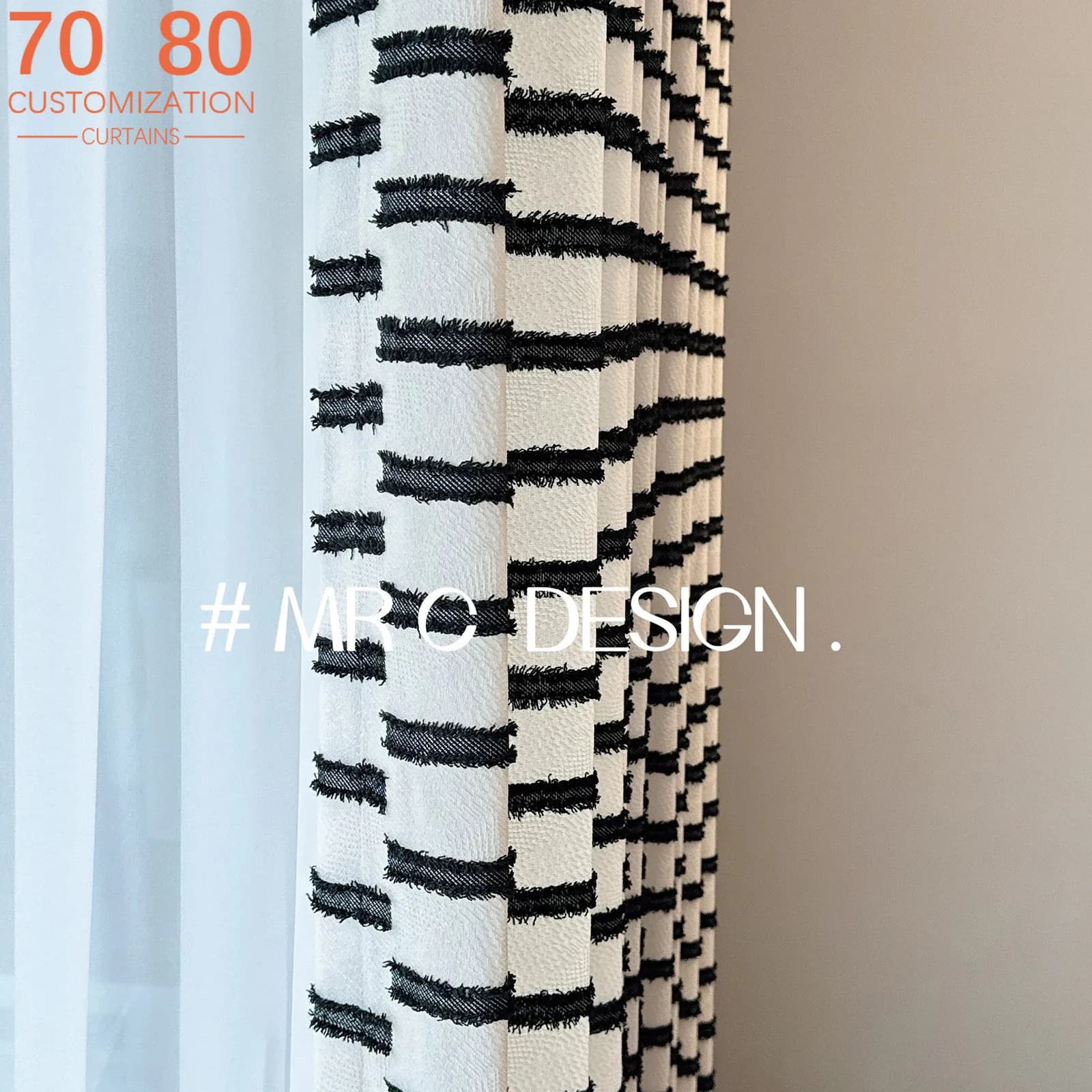 Black and White Cream Cut Jacquard Thickened Curtains for Bedroom Living Room French Window Customized Finished Products