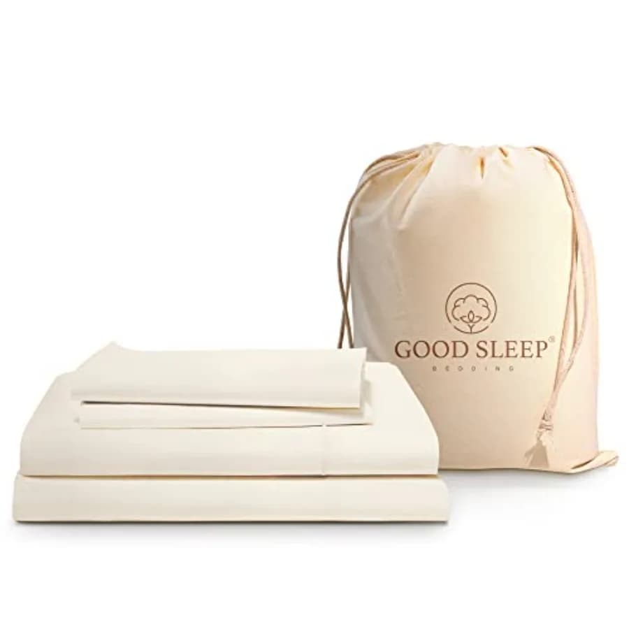 Set di lenzuola avorio 800 TC, 4 pezzi, set lenzuola californiane in 100% puro cotone, set letto morbido, lenzuola californiane con angoli profondi 16 pollici - 1 lenzuolo con angoli