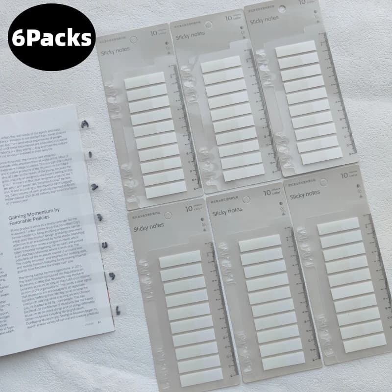 6 Confezioni 1200 Lenzuola Bianco Trasparente Note Appiccicose Annotazione Autoadesiva Libri Segnalibri Memo Pad Schede Indice Cancelleria