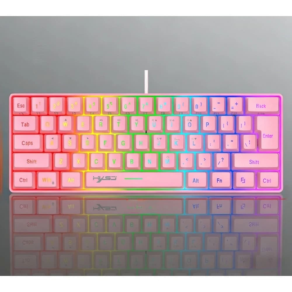 Keyboard Gaming 60% RGB Gamer Keyboards White Mini Small PC Wired Key Board Backlit Clavier Colorful Teclados Gamer Pink White