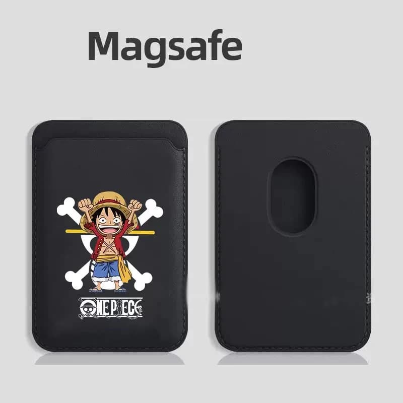 One Piece Anime Cartoon For Magsafe Magnetic Leather Wallet Case For iPhone 17 16 15 14 Samsung Huawei Card Holder with Magnet