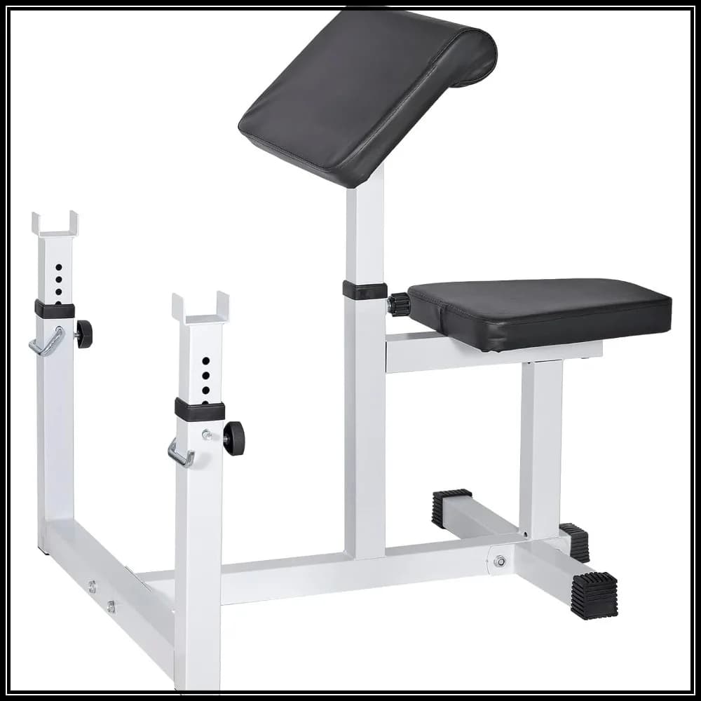 Panca Preacher Curl per isolamento delle braccia da seduti, Stazione per bicipiti con bilanciere e manubri per Home Gym, Carico massimo 450 libbre