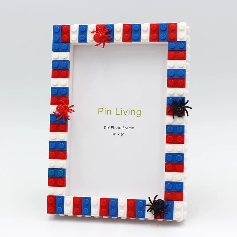 Pinliving fai da te Spider Color Building Blocks cornice per foto, regalo di attività creativa fatto a mano, cornice per la decorazione domestica