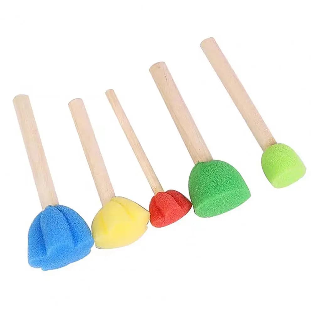 5 pz/set spugna per vernice timbro stick pittura fai da te stencil manico in legno bambini pittura fai da te stencil strumento artistico