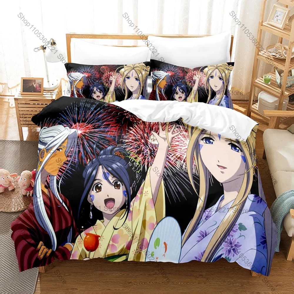 Cool Ah! My Goddess Belldandy Three Heaven Goddess Campus Retro Fantasy Romance Anime 3D Print Duvet Cover + 2 Pillowcases Gentl