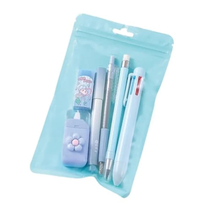 6 Pcs Cute Blue Stationery Set for Women Back to School Supplies Office Supplies Including Gel Ink Pens 6-in-1 Ballpoint Pens P