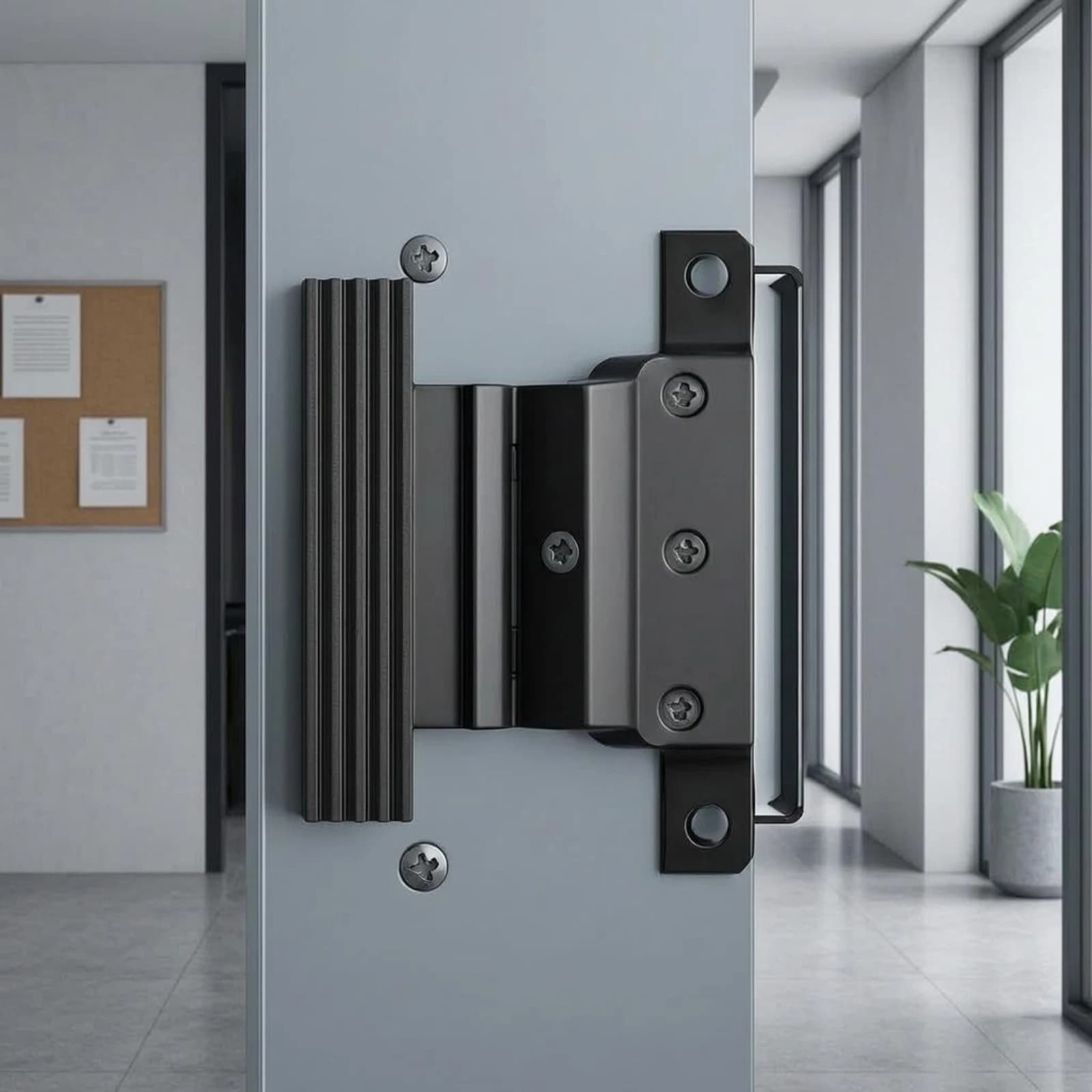 Adjustable Metal Door Stopper Compact Inner-Door Locking Latch Home Hardware Black Easy Installation