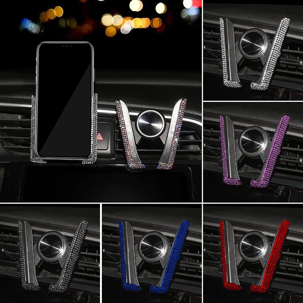 Nuovo supporto per telefono per auto Bling strass presa d'aria supporto per smartphone clip per telefono con diamante in cristallo accessori interni per auto per ragazze