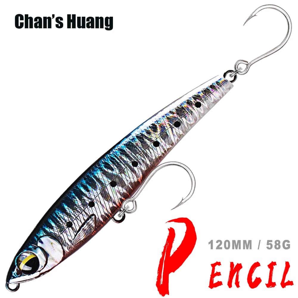 Chan's Huang Artificial Saltwater Pike Bait Seabass 12CM 58G Long Casting Fishing Lures Sinking Wobbler Pencil Bait For Fishing