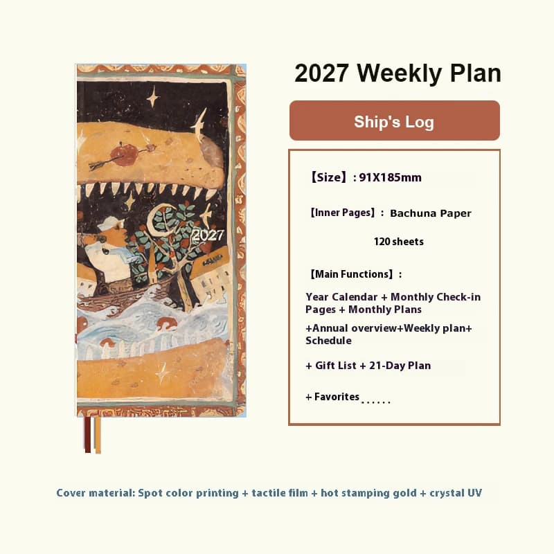 Kinbor 2027 Weeks Planner,Hard Slim Agenda Todo Lists,Portable Notebook for Self-Discipline,Exam Prep&Efficient Time Management