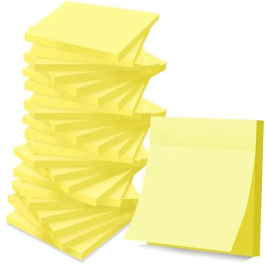Confezione di Foglietti Adesivi 3x3 Pollici in Giallo, Rimozione Pulita, Riciclabili, Blocchetti Autoadesivi, Facili da Attaccare per Casa, Ufficio, Quaderno