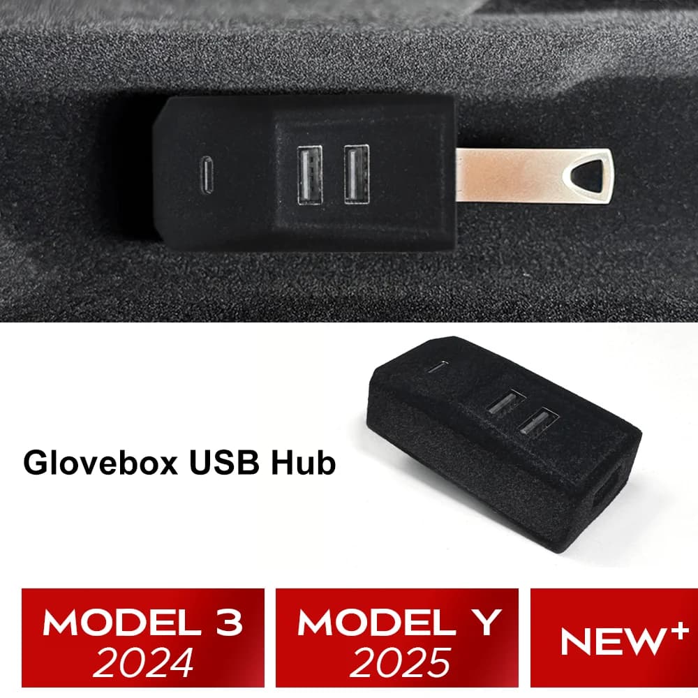 Glovebox USB Hub For Tesla New Model Y Launch Juniper 2026 Model 3 Highland 2025 Type-C Port Splitter Docking Station Data