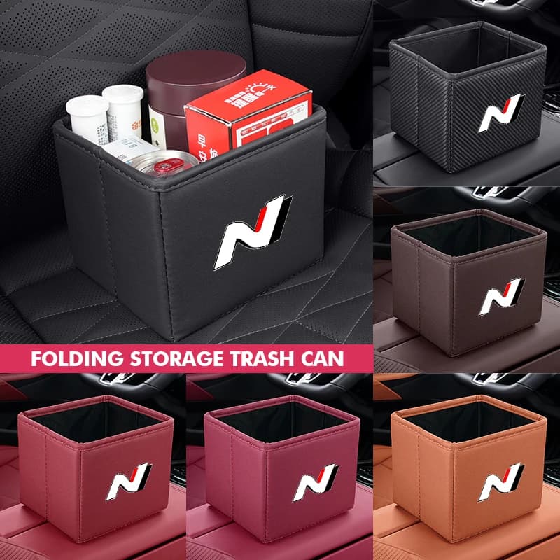 Portable Car Trash Bin Garbage Can Foldable Waste Storage Basket For Hyundai N Nline Tucson Kona Sonata Veloster i20 i30