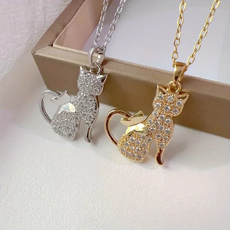 Collana di Lusso con Gatto Lucido, Nuova Tendenza Creativa alla Moda, Semplice ed Elegante per Feste e Commemorazioni, Regalo di Natale e Compleanno