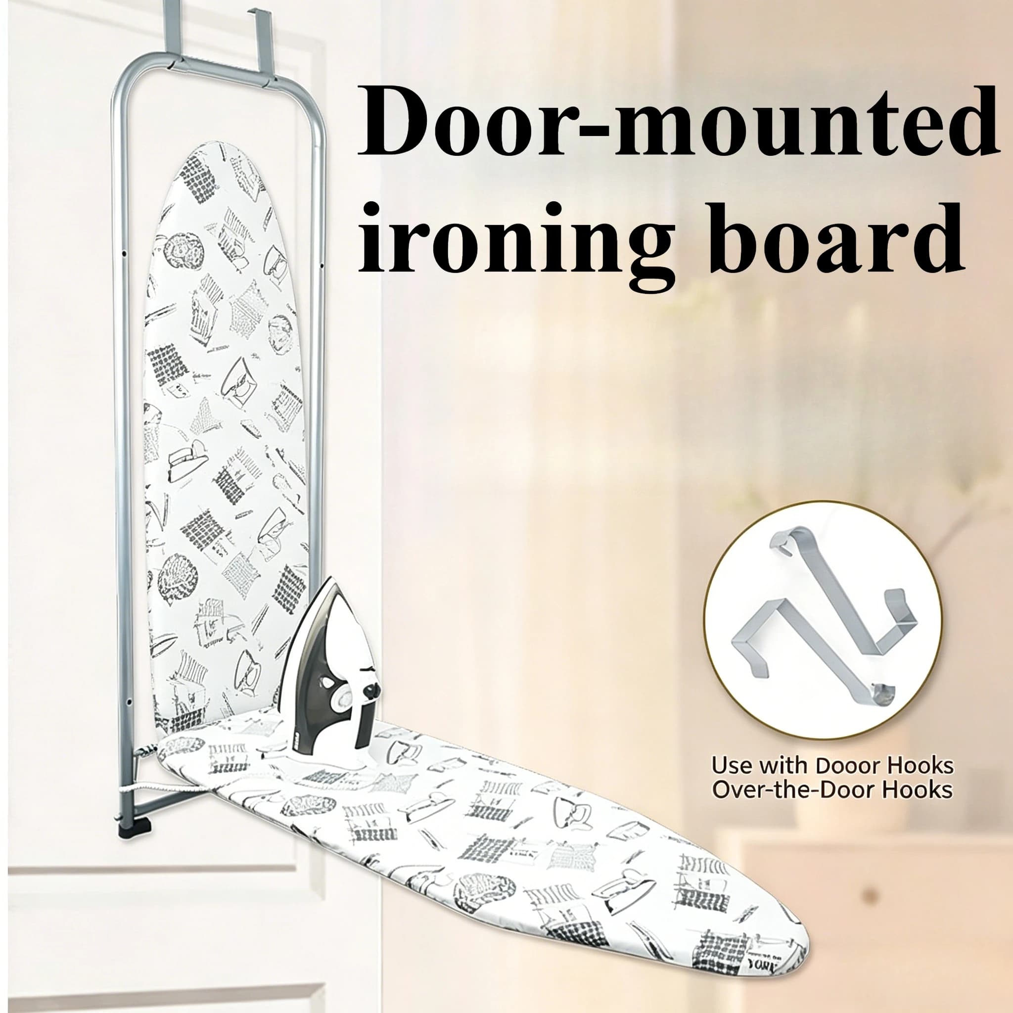 Wall Mounted Ironing Board Compact Mount Foldable Iron Board for Small Spaces Space Saving with Fabric Cover for Home Hotel
