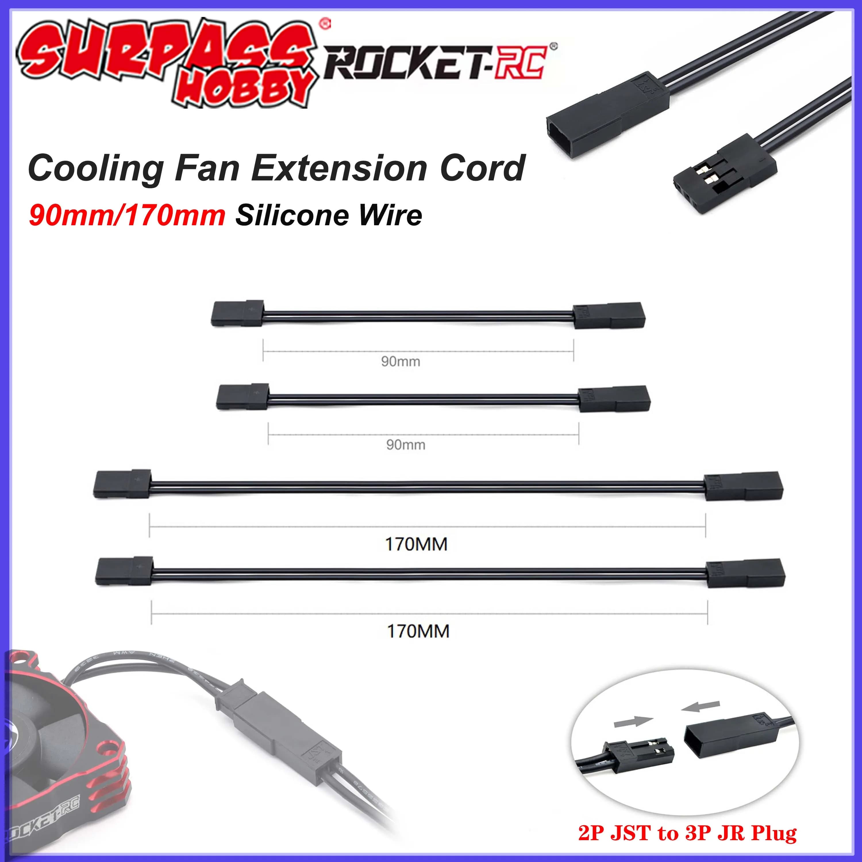 1/2/5PCS Ventola Di Raffreddamento Del Motore Cavo di Prolunga Cavo 90mm 170mm 26AWG Filo di Silicone 2P JST A 3P JR Spina per RC Auto Camion Aereo ESC
