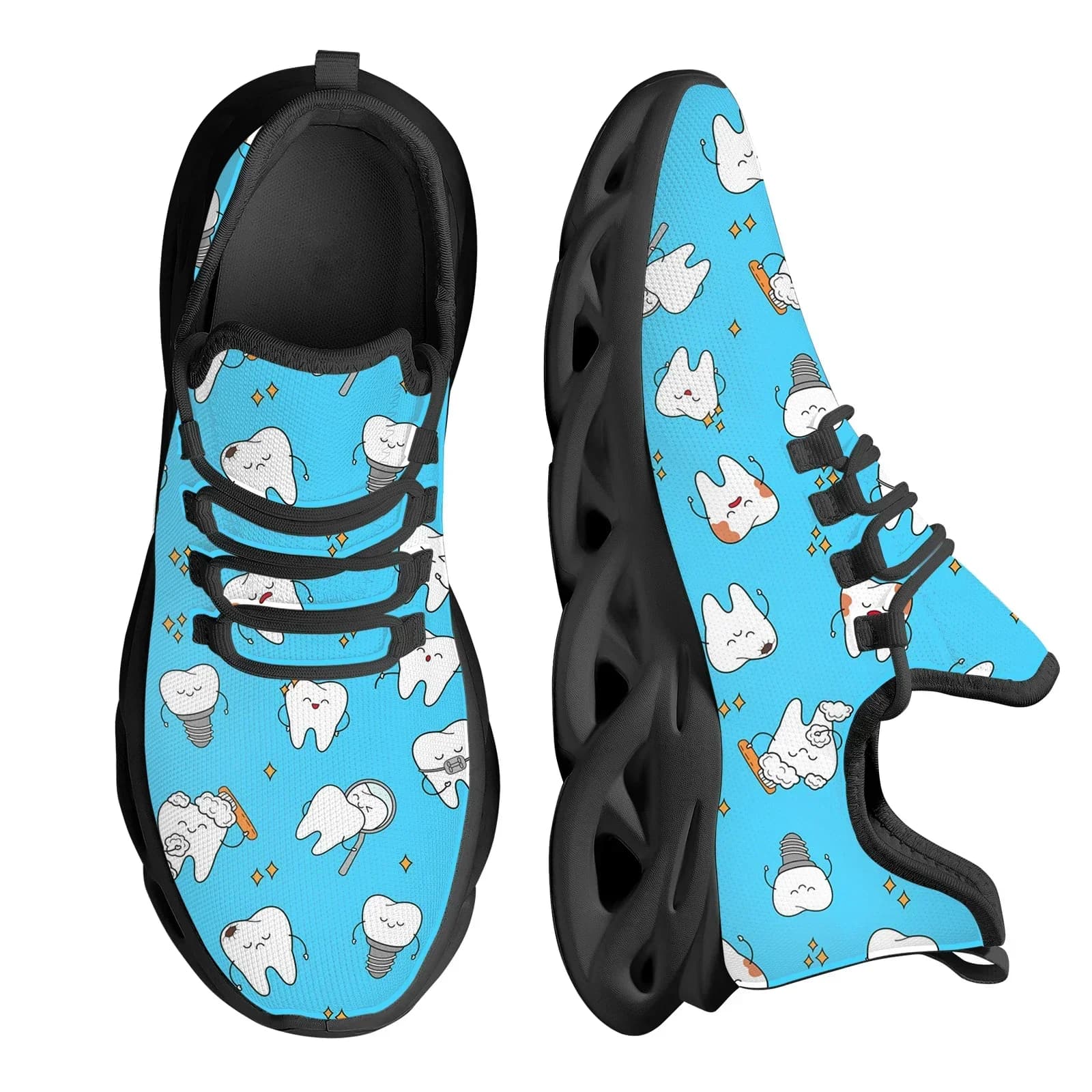 Sneakers a Rete con Disegno di Denti, Comode Scarpe con Cuscinetto d'Aria e Piattaforma per Donne, Antiurto e Leggere per Corsa e Tennis 2023