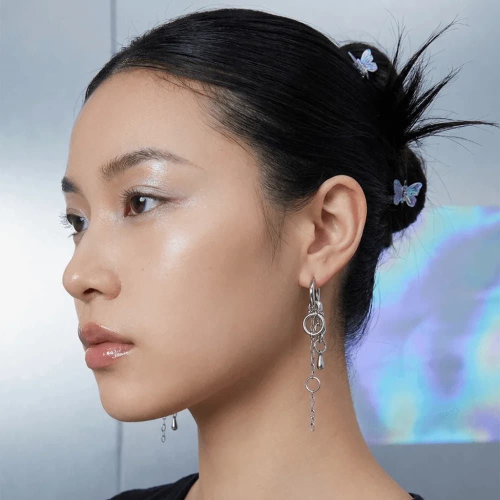 Fashion Alloy Chain Hoop Earrings Decorative Tassel Drop Earrings Lightweight Temperament Gothic Earrings Gift