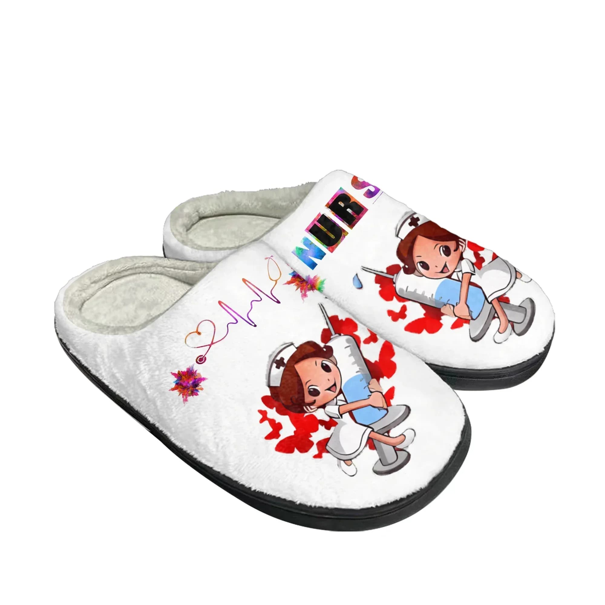 New Nurse Shoes Heart Beat Brand Home Cotton Slippers Mens Womens Plush Bedroom Casual Keep Warm Shoes Custom Made Slipper