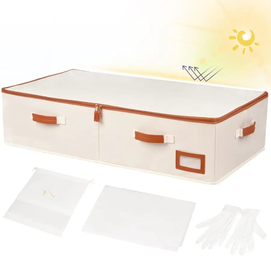 Box of Dresses, Large Box for the Preservation of Dresses with Microfiber Gloves, 20 Paper Sheets without Acids and Dust