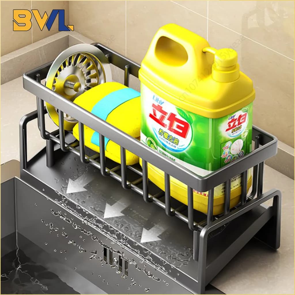 Mensola da cucina ripiano di drenaggio ripiano di drenaggio scaffale di stoccaggio senza perforazione portaspezie per la casa lavello rubinetto lavello scolapiatti accessori da cucina