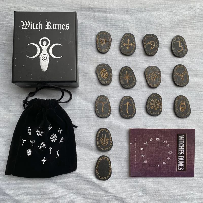 16 pz/set Set di pietre di Rune di legno di strega Set di Rune di streghe gioco da tavolo gioco da tavolo divinazione Runestones accessori per streghe carte dei tarocchi