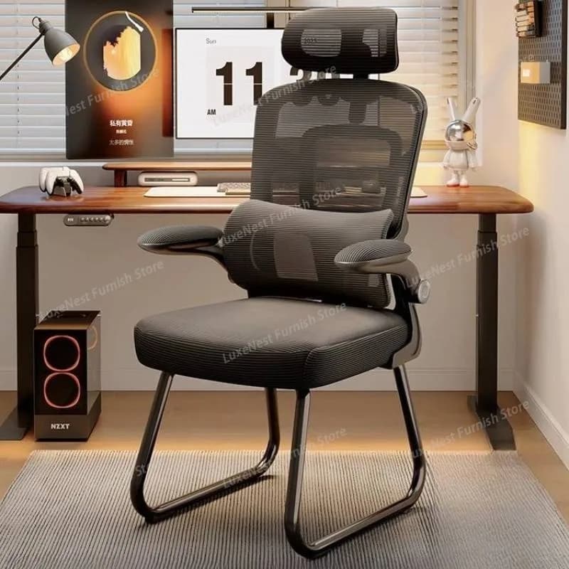 Comoda sedia da ufficio grigia con poggiatesta, supporto per braccioli, sedie da conferenza, sedie da gioco per computer, design oversize, Silla Oficina, mobili per la casa