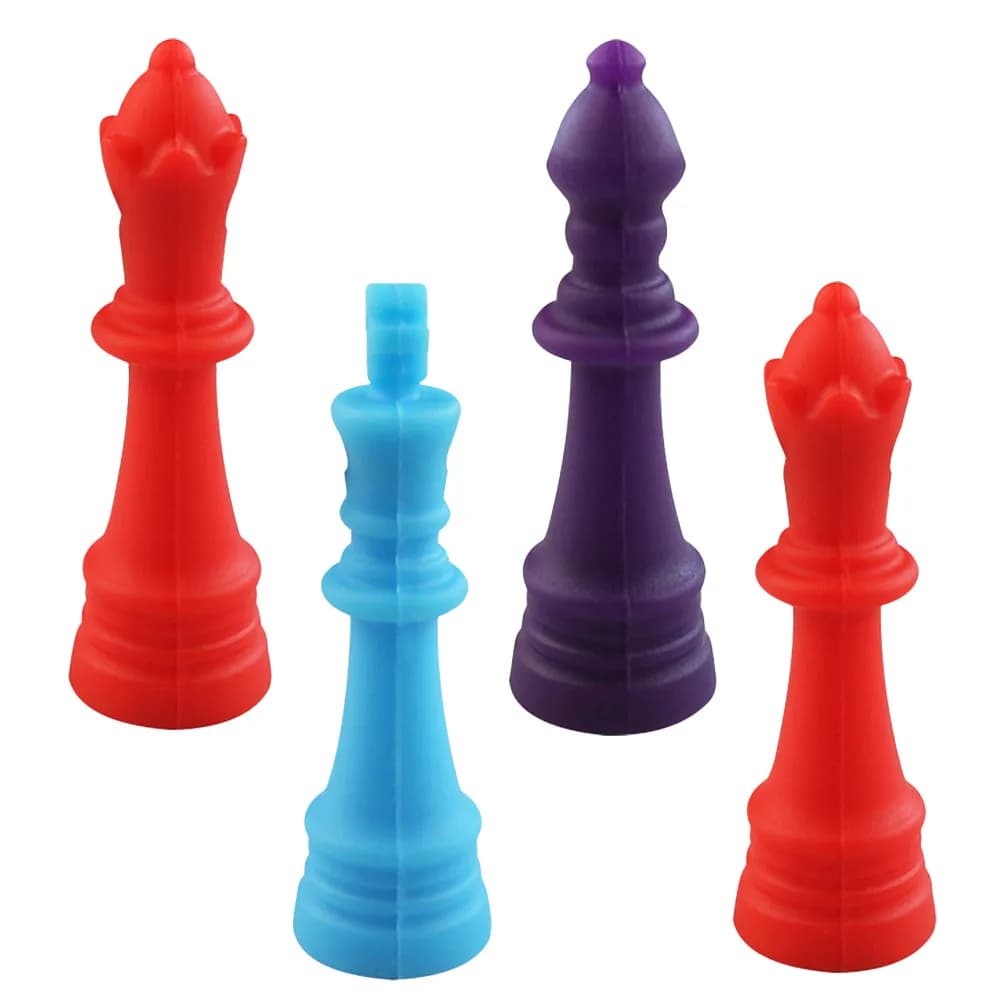 Set di 4 Collane da Dentizione in Silicone a Forma di Scacchi, Massaggiagengive Sensoriale per Neonati, Regalo Lenitivo per l'Allattamento