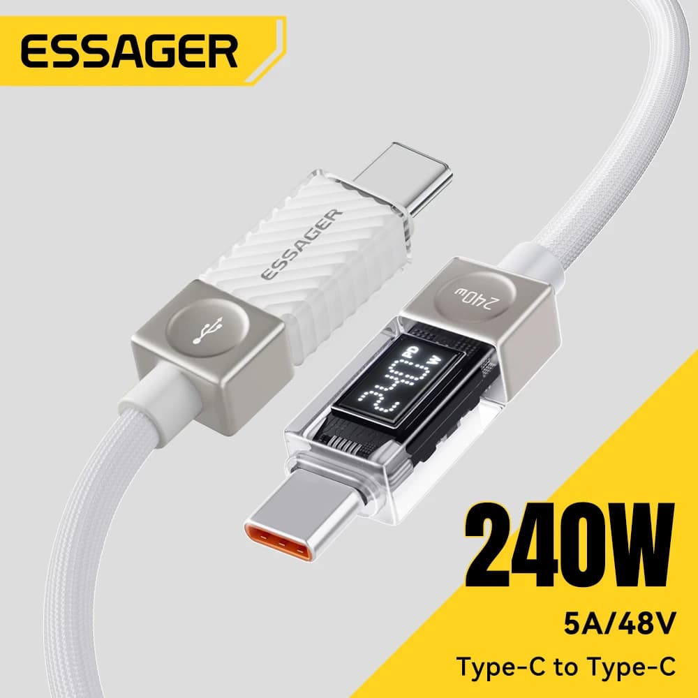Cavo USB C Essager da 240 W per iPhone 17 16 15 Plus Pro Max Supercharge per MacBook Cavo di tipo C per caricabatterie rapido per xiaomi Samsung