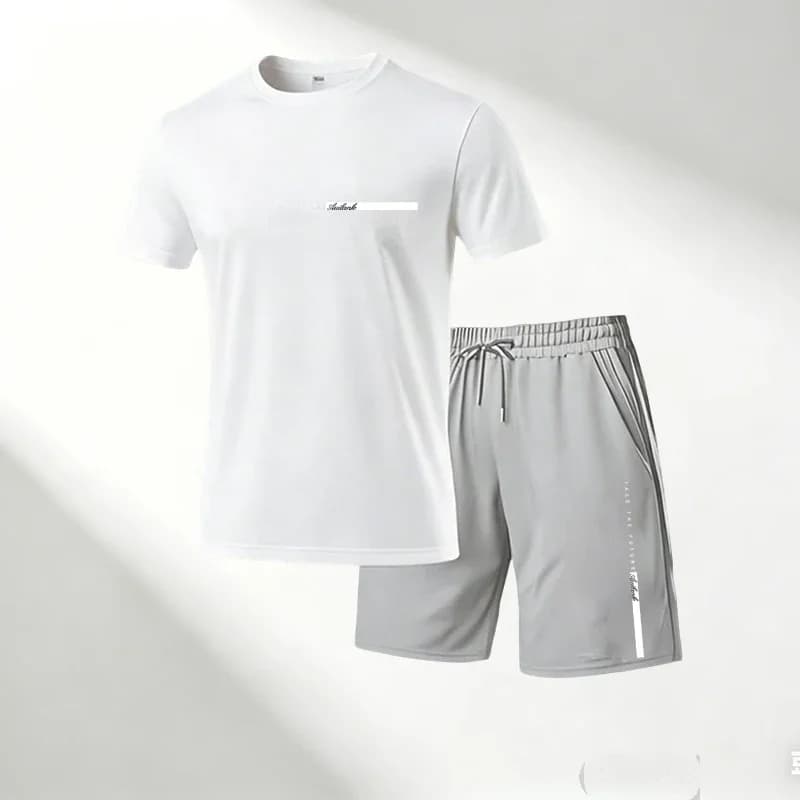 2026 Hot Sale Men's T-Shirts Sets Round Neck Short Sleeve T-Shirt + Sports Shorts Quick Dry Casual Home Outdoor 2 Piece
