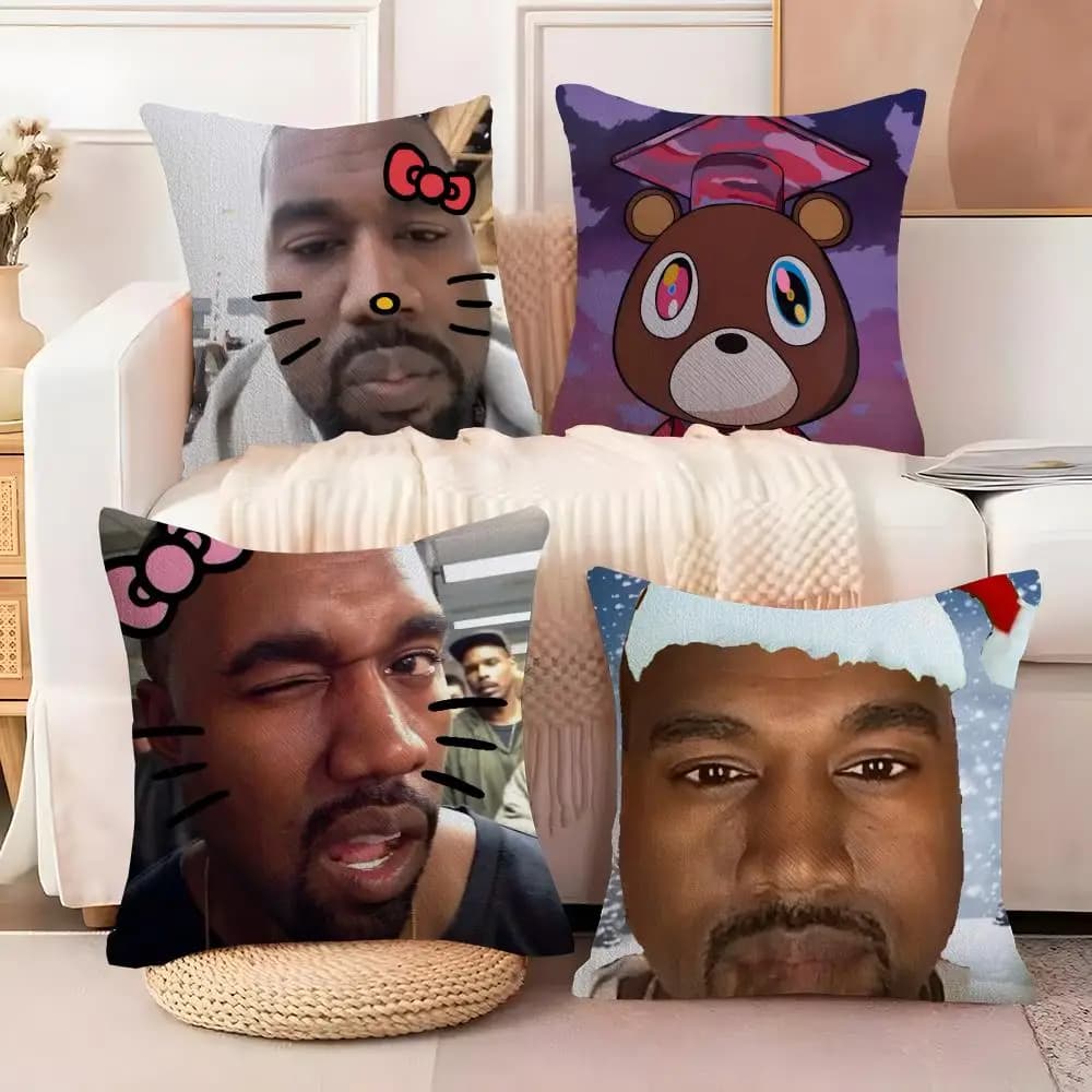 Funny K-Kanye Meme W-West Pillow Case Silky Elegant Comfort Sofa Bed Invisible Zipper