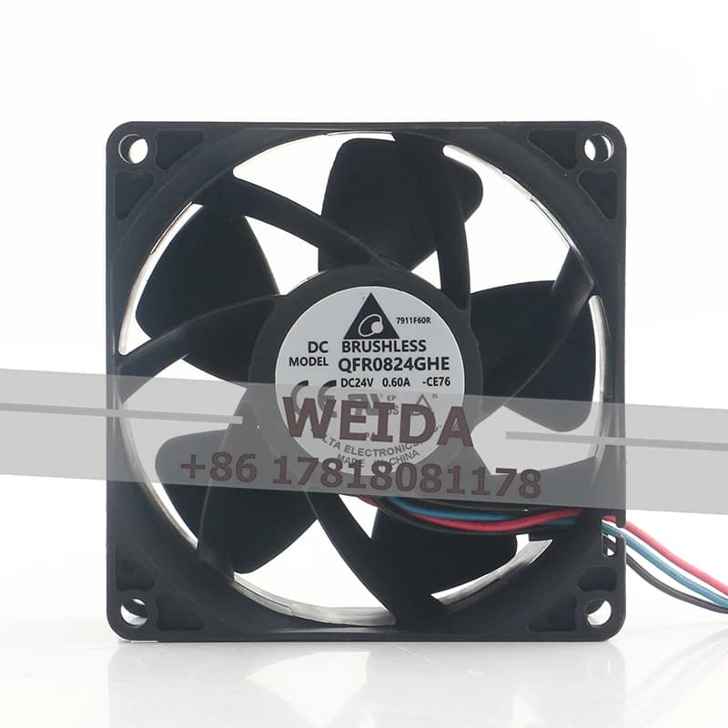 Nuova ventola di raffreddamento Delta 24V 0.60A 8038 a tre fili, con connettore per inverter, 80X80X38MM, elevato volume d'aria QFR0824GHE