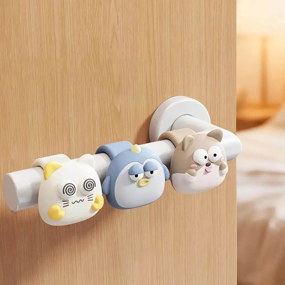 Paracolpi in Silicone per Maniglia Porta, Antishock, Cartone Animato, Fermaporta Silenzioso Senza Foratura, Cuscinetto Ammortizzante per Decorazione Camera da Letto