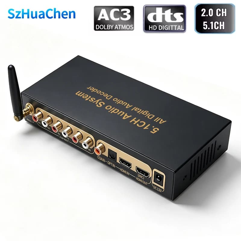 DTS AC3 5.1 Channel Audio Decoder Conversion DAC Bluetooth HDMI-compatible Splitter USB Computer Sound Card US/UK/EU/AU