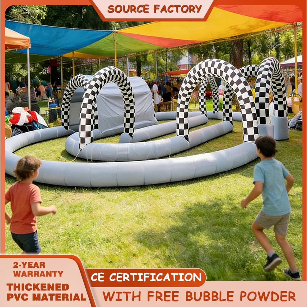 Nuova Pista Gonfiabile per Mini Auto Bumper, Pista da Corsa Gonfiabile, Adatta per Gare di Auto Gonfiabili e Giochi di Go-kart