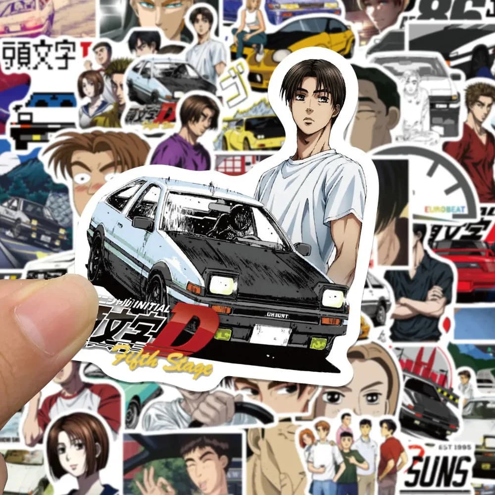 10/30/50pcs Iniziale D Anime Adesivi Fresco Manga Giapponese Decalcomanie Bagagli Notebook Telefono Bici Fujiwara Takumi Cartoon Sticker Pack