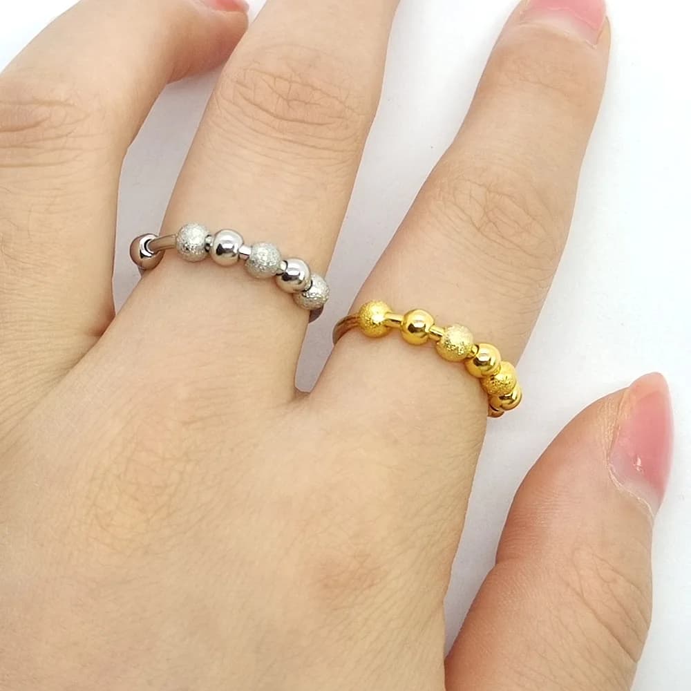 Anello di ansia antistress rotante a 7 perline Anelli Fidget Spinner Rotanti regolabili Spinning liberamente Accessorio per gioielli Regalo per amico