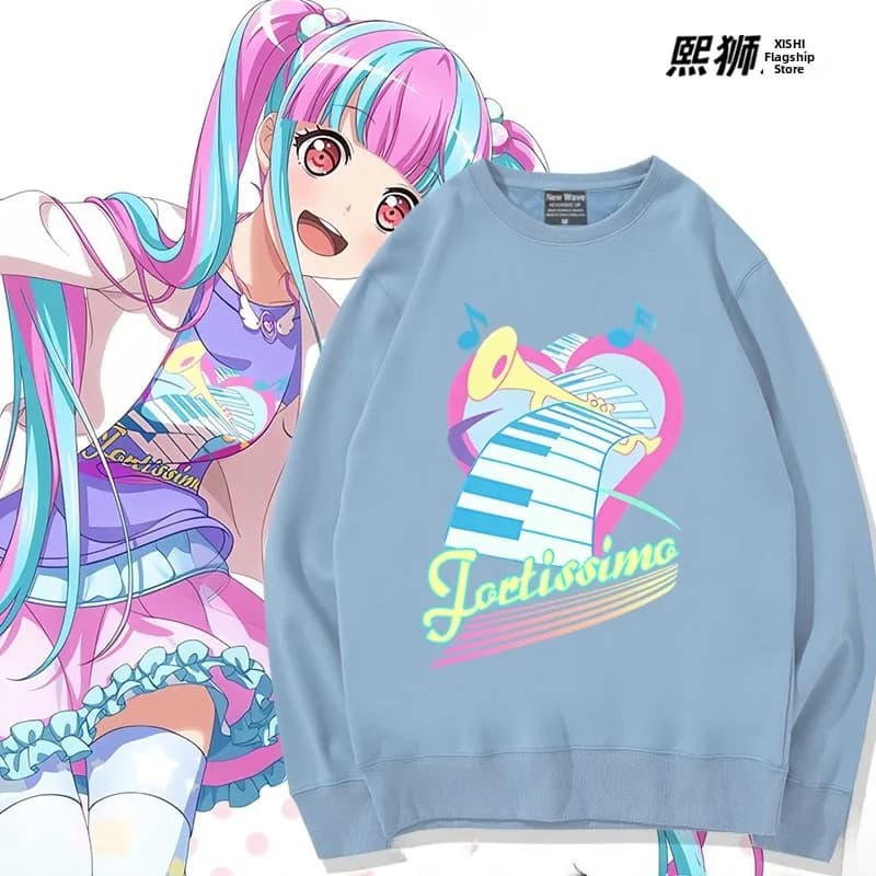 Bang Dream Cosplay Sweatshirt Unisex Autumn Winter Cotton Polyester Printed Casual Long Sleeve round Neck Comfortable Fit Hoodie
