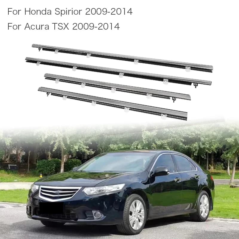 4 Pezzi Guarnizione Finestrino per Honda Spirior e Acura TSX 2009-2014, Guarnizione Laterale in Gomma Impermeabile per Vetri delle Portiere
