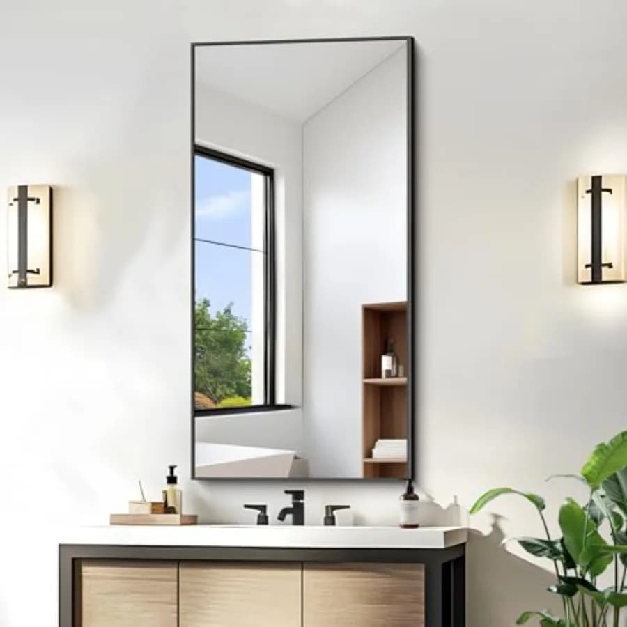 Specchio da Bagno, Specchio Rettangolare 20x40 Pollici da Posizionare Sopra il Lavabo, Specchio Decorativo Moderno da Parete per Camera da Letto, Soggiorno, Bagno, Han