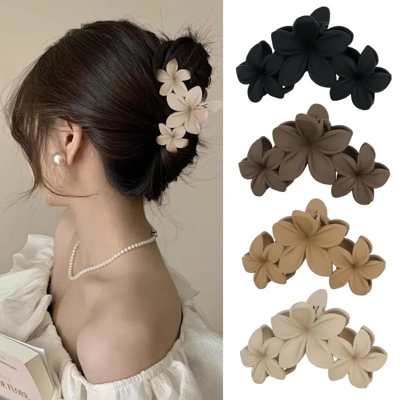 Elegante clip francese opaca Artiglio per capelli floreale vintage in legno di sandalo per donna Accessorio per capelli Boho per chignon basso Impugnatura antiscivolo premium