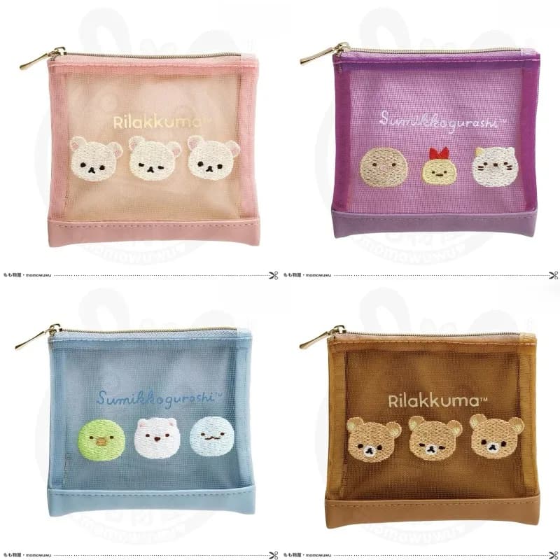 Portamonete a Rete Kawaii Rilakkuma, Portafoglio Trasparente Zero Wallet, Portafoglio a Rete Portatile Sumikko Gurashi, Borsa in Tessuto per Monete e Rossetto